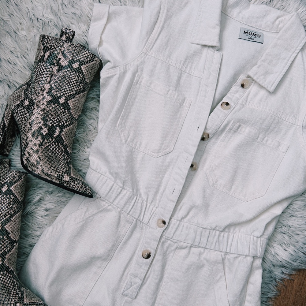 White Denim Show Me Your MUMU Romper